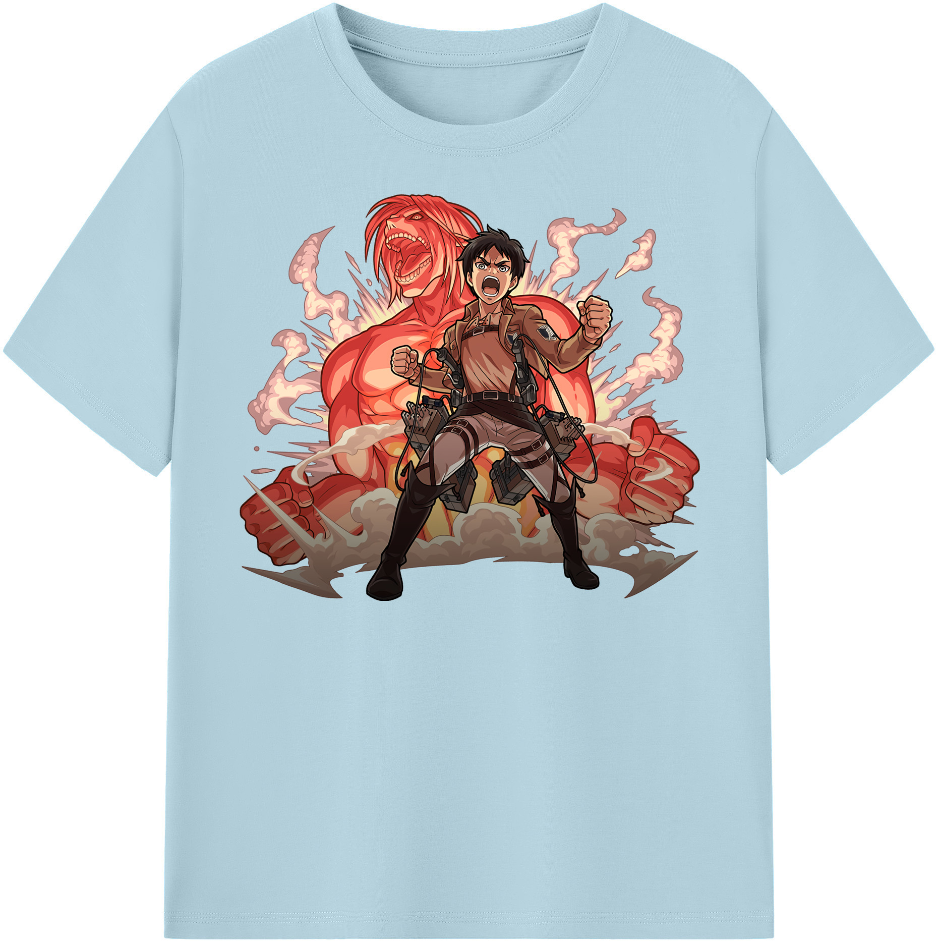 （画像用） 進撃の巨人 エレン･イェーガー Attack on Titan Eren Jäger 綿100％半袖Tシャツ（フロントプリント）